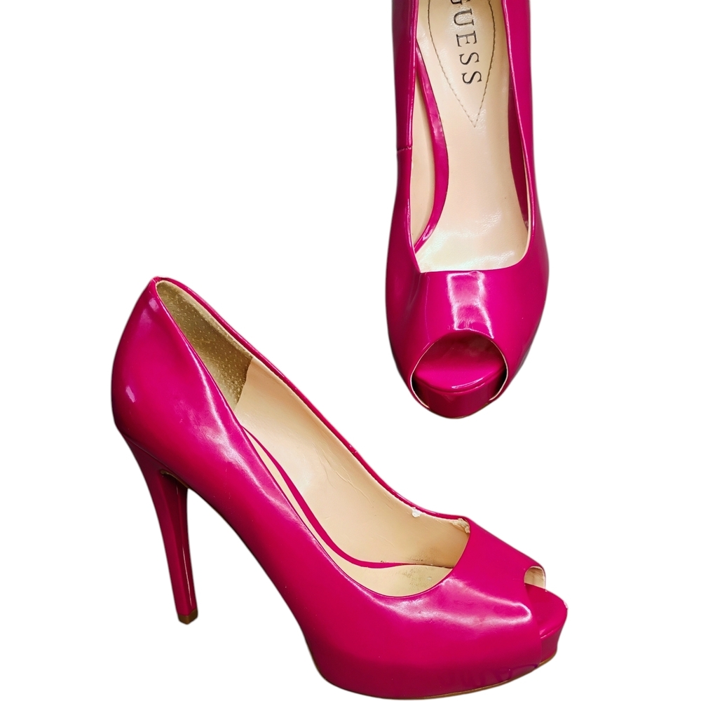 GUESS Women's Pink Peep Toe Heels